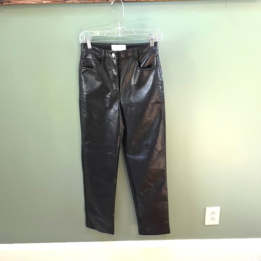 Wilfred The Melina Faux Leather High Waisted Straight Leg Pants‎ Black Size 2